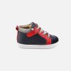 Girls Shoo Pom | Shoo Pom - Bouba Bizip Navy Red Grey Lace-Up Boots On Labotte