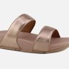 Women Fitflop | Fitflop - Lulu Slide Rosegold Leather Sandals On Labotte