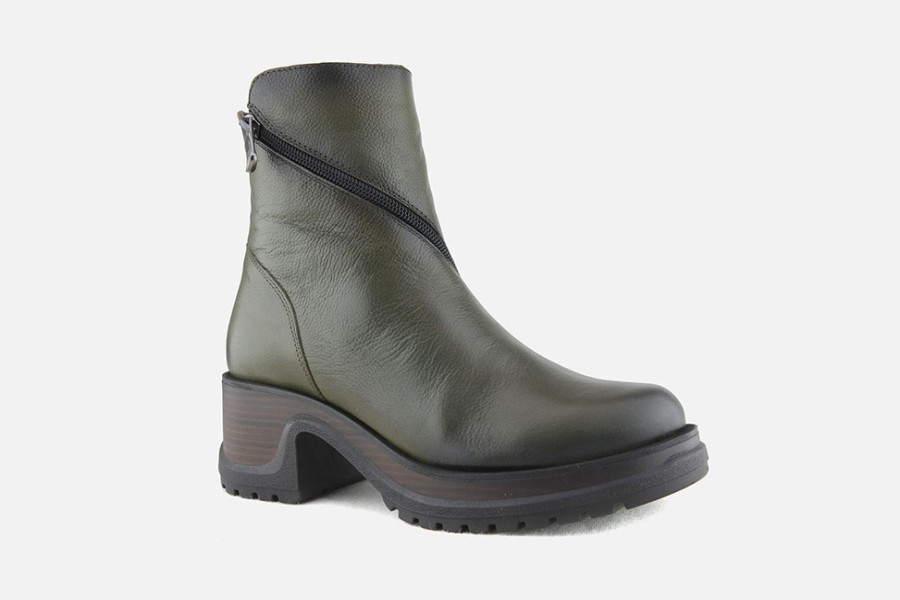 Women Paula Urban | Paula Urban - Montfort Kaki Ankle Boots On Labotte