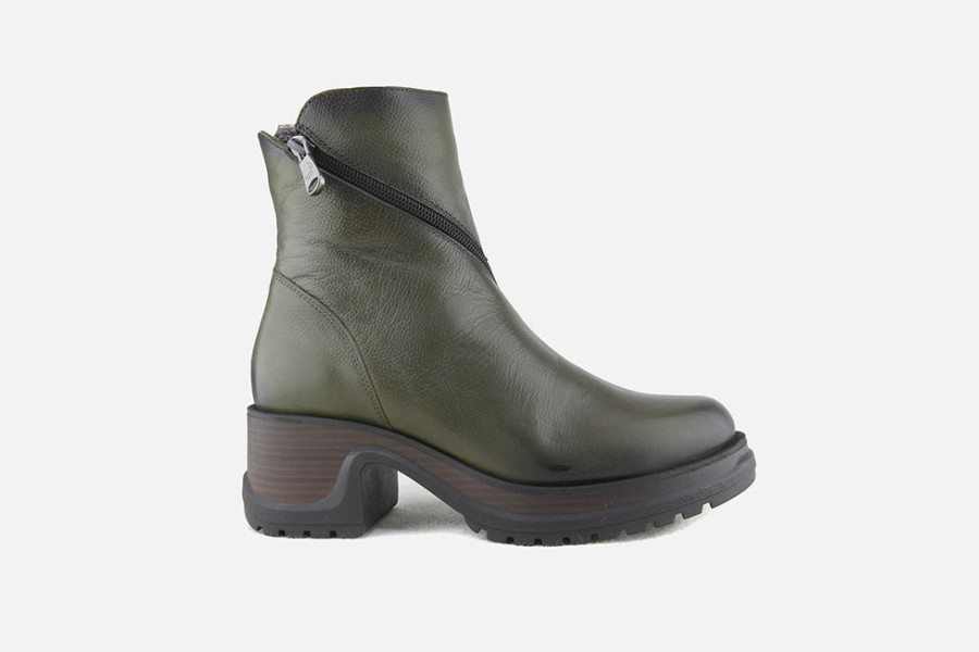 Women Paula Urban | Paula Urban - Montfort Kaki Ankle Boots On Labotte