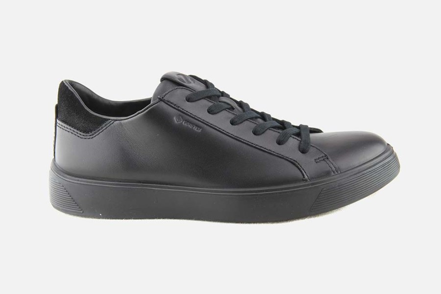 Men Ecco | Ecco - Street Tray Lisse Noir Gtx Sneakers On Labotte