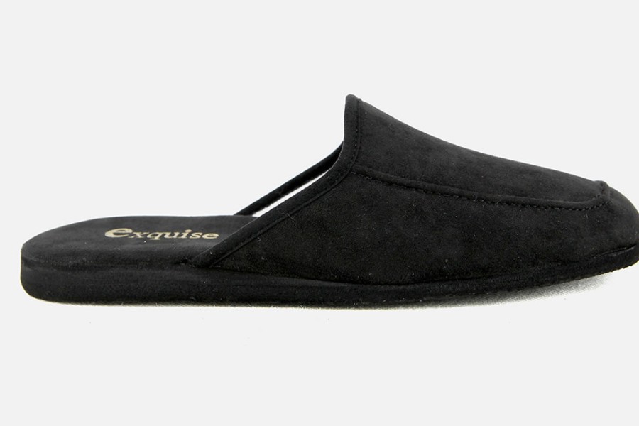 Men Exquise | Exquise - Ramon Noir Low Slippers On Labotte