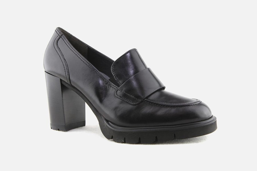 Women Paul Green | Paul Green - Pergola Lisse Noir Loafers On Labotte