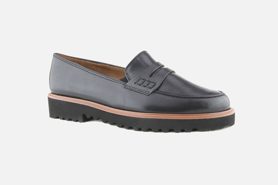 Women Paul Green | Paul Green - Perfect Lisse Noir Loafers On Labotte