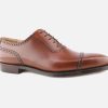 Men Crockett & Jones | Crockett & Jones - Westbourne Chestnut Burnished Oxfords On Labotte