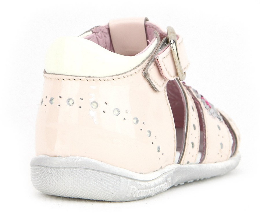 Girls Romagnoli | Romagnoli - Monange Vernis Rose Sandals On Labotte