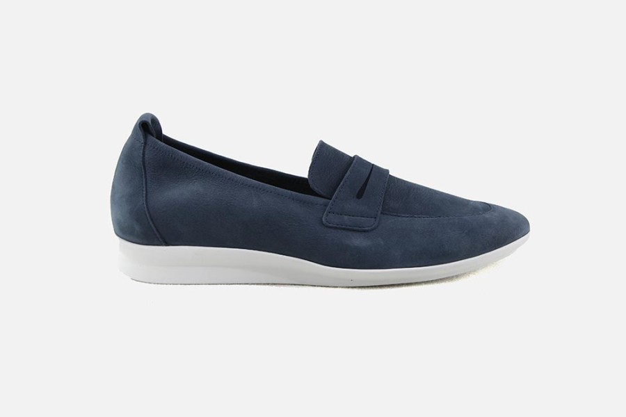 Women Arche | Arche - Nasana Navy Loafers On Labotte