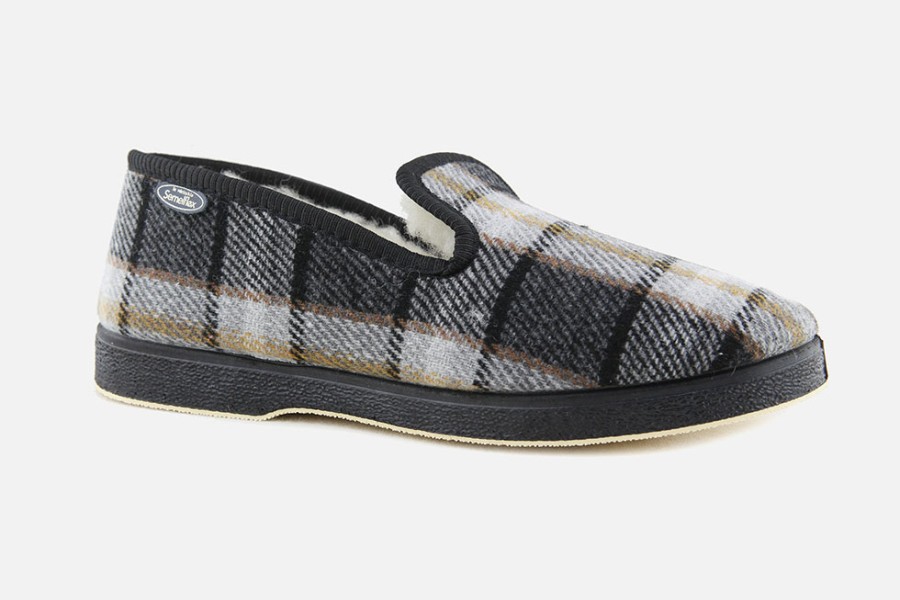 Men Semelflex | Semelflex - Bienocho Carreaux Gris Charentaises On Labotte