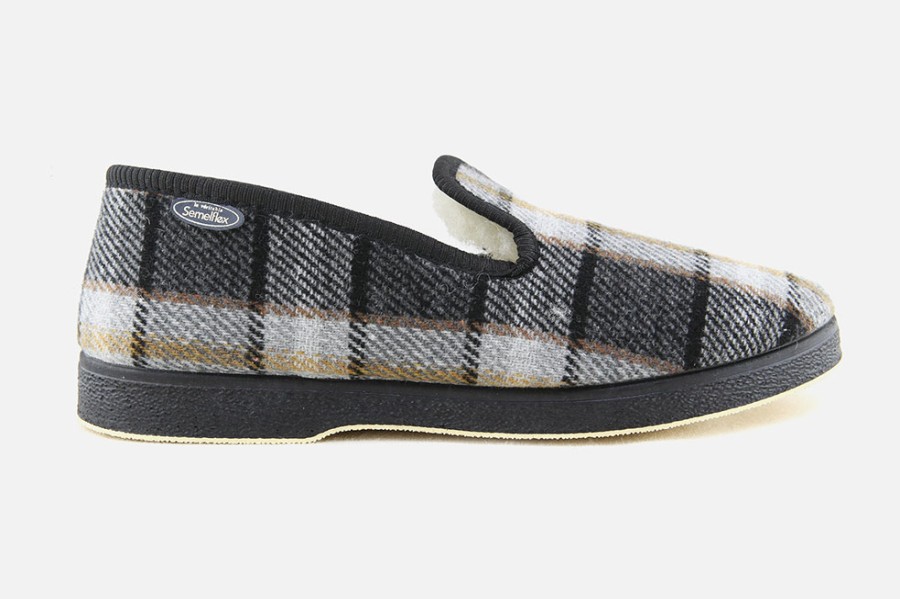 Men Semelflex | Semelflex - Bienocho Carreaux Gris Charentaises On Labotte