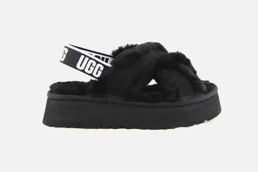 Women UGG | Ugg - Disco Cross Slide Black Sandals On Labotte