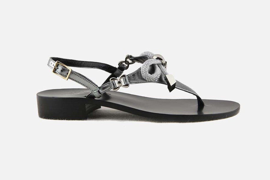 Women Moda Positano | Moda Positano - Pompei Noir Sandals On Labotte