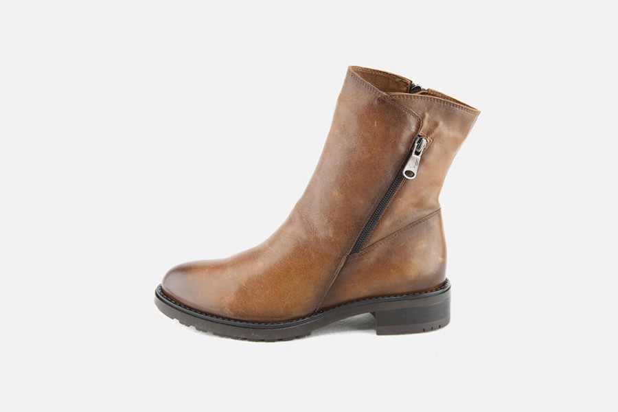 Women Paula Urban | Paula Urban - Maya Mid Brown Ankle Boots On Labotte