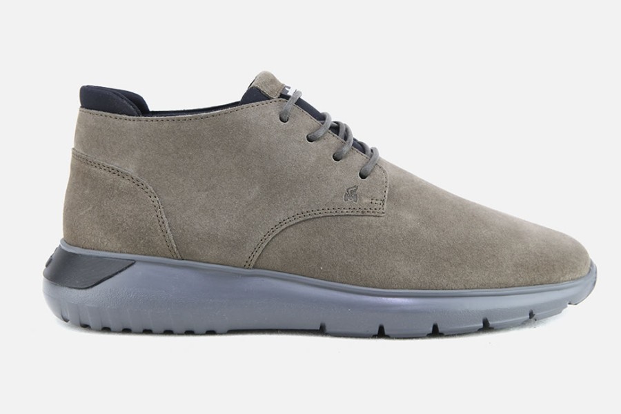 Men Hogan | Hogan - Hogan Interactive3 Mid Taupe Lace-Up Boots On Labotte