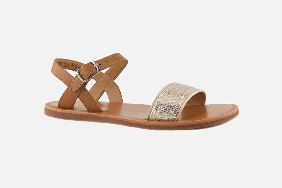Girls Pom d'Api | Pom D'Api - Plagette Buckle Tao Camel Sandals On Labotte