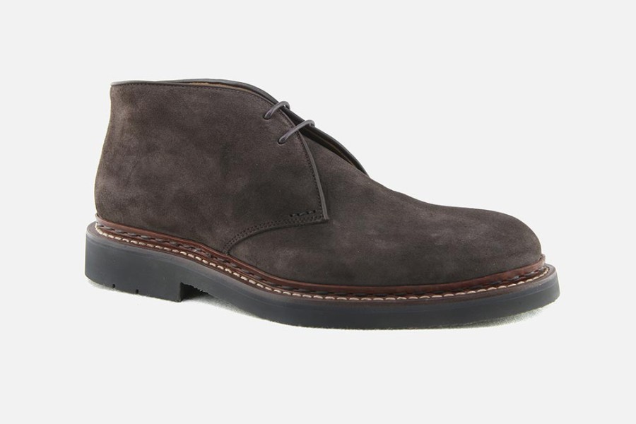 Men Heschung | Heschung - Genet Hydrovelours Cafe Lace-Up Boots On Labotte