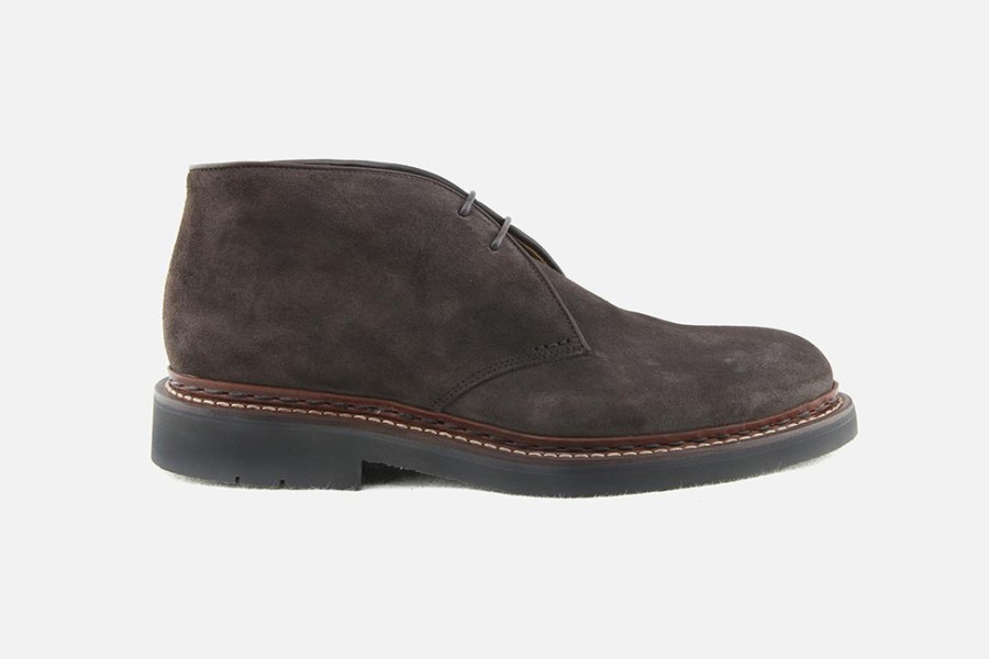 Men Heschung | Heschung - Genet Hydrovelours Cafe Lace-Up Boots On Labotte