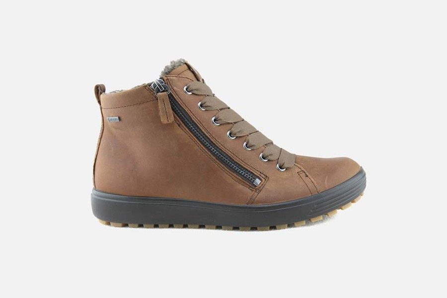 Women Ecco | Ecco - Soft 7 Tred Hi Brown Gtx Lace-Up Boots On Labotte