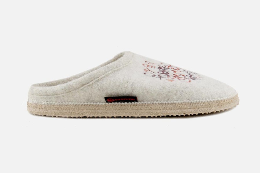 Women Giesswein | Giesswein - Home Sweet Home Ecru Low Slippers On Labotte