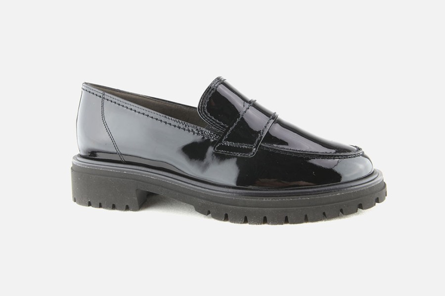 Women Paul Green | Paul Green - Passage Vernis Noir Loafers On Labotte