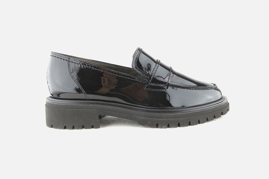 Women Paul Green | Paul Green - Passage Vernis Noir Loafers On Labotte