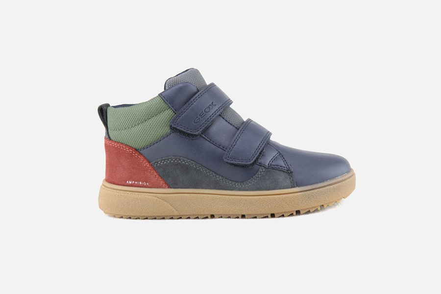 Boys Geox | Geox - Theleven Abx Navy Velcro Shoes On Labotte