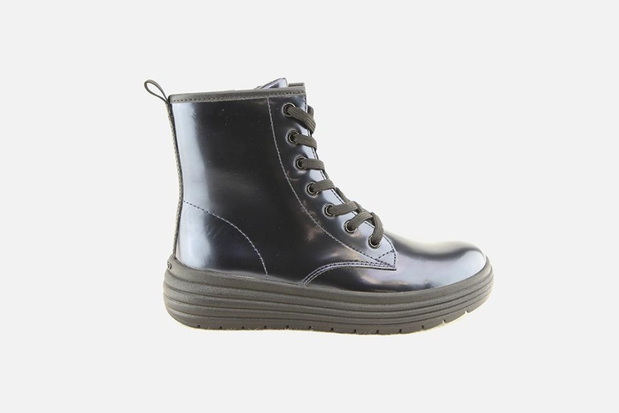 Girls Geox | Geox - Phaolae Hi Navy Lace-Up Boots On Labotte