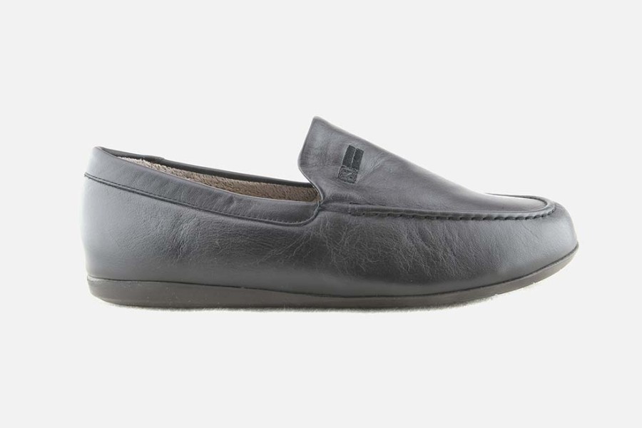 Men Nordikas | Nordikas - Quiz Lisse Noir Low Slippers On Labotte