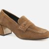 Women Jhay | Jhay - Virgule Daim Marron Loafers On Labotte