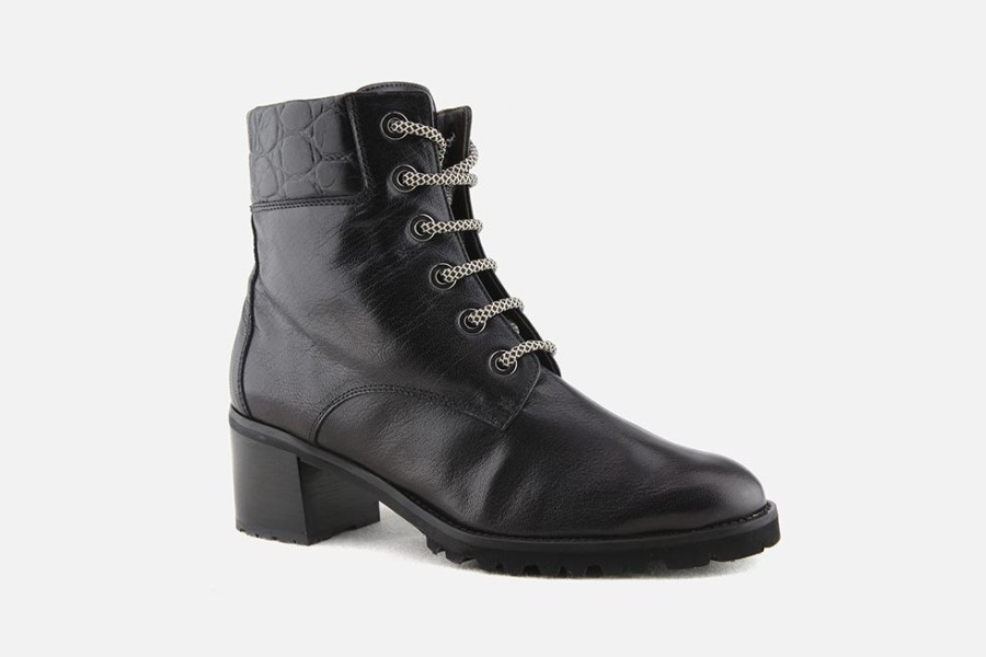Women Brunate | Brunate - Bellayta Noir Lace-Up Boots On Labotte