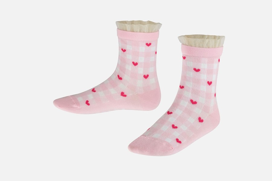 Girls Falke | Falke - Vichy Check Rose Socks On Labotte