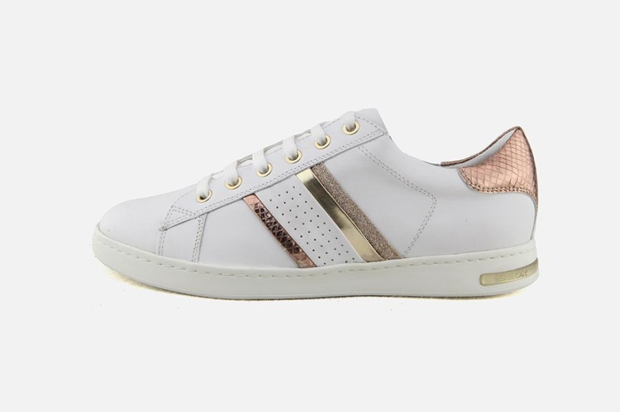 Women Geox | Geox - Jaysen B White Rosegold Sneakers On Labotte