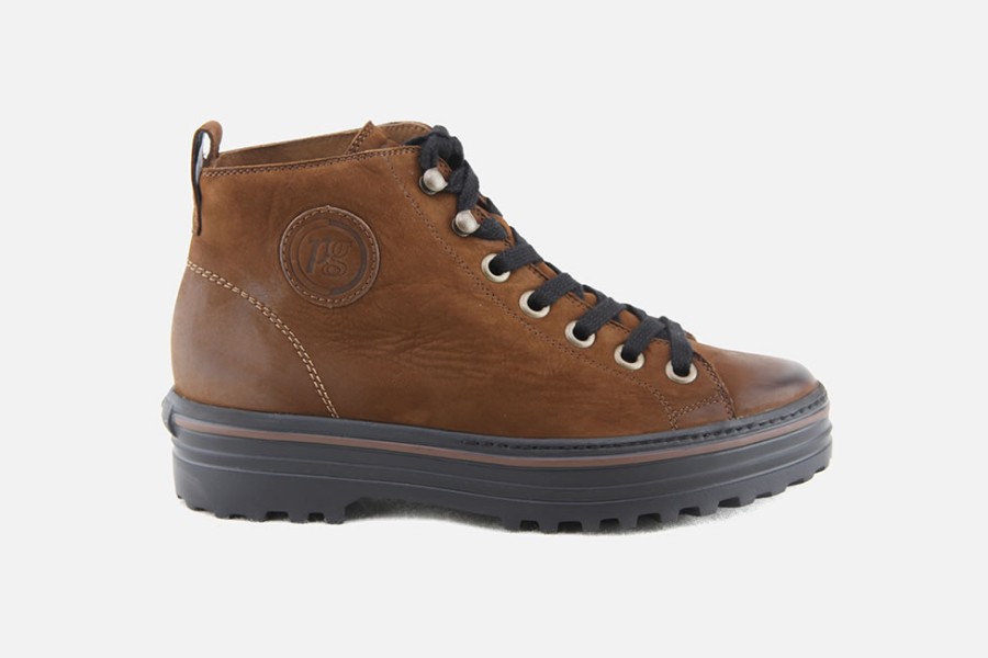 Women Paul Green | Paul Green - Panoramique Noisette Lace-Up Boots On Labotte