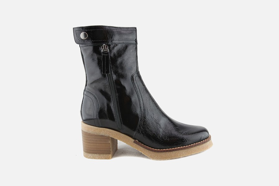 Women Jhay | Jhay - Verano Lack Black Ankle Boots On Labotte