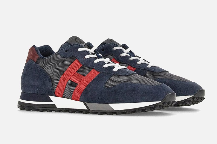 Men Hogan | Hogan - Hogan H383 Blue Grey Ruby Sneakers On Labotte