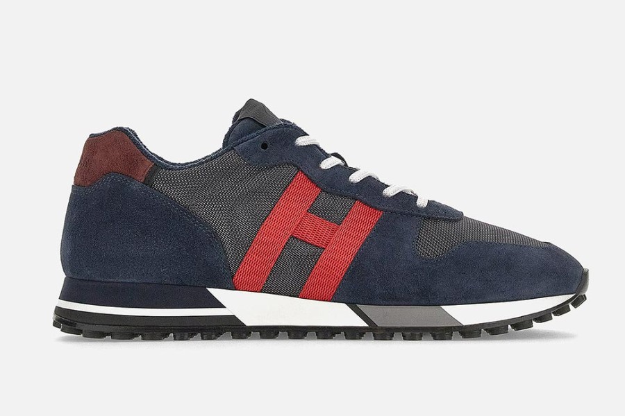 Men Hogan | Hogan - Hogan H383 Blue Grey Ruby Sneakers On Labotte