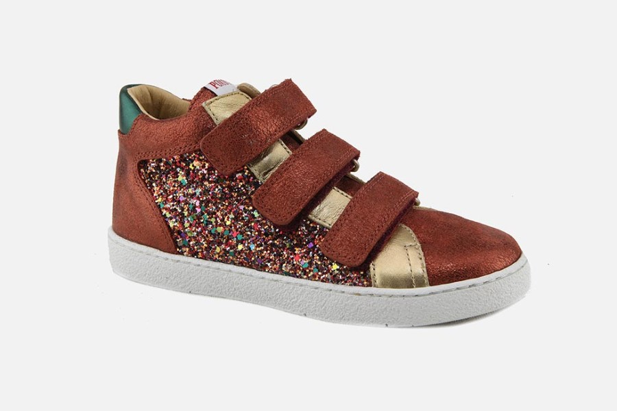 Girls Pom d'Api | Pom D'Api - Top Easy Top Rust Or Ivy Velcro Shoes On Labotte