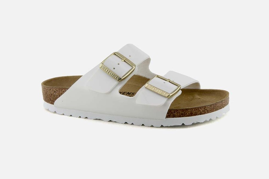 Women Birkenstock | Birkenstock - Arizona White Patent Sandals On Labotte