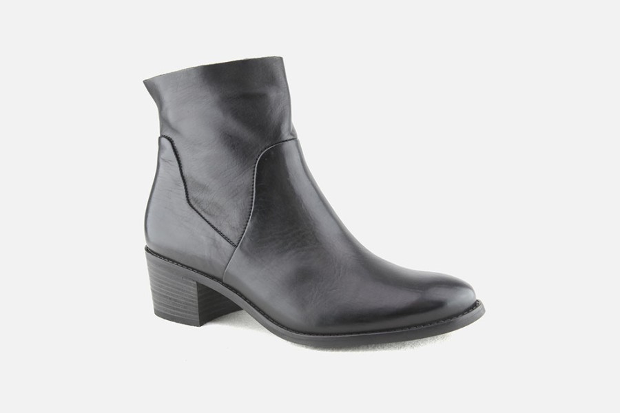 Women Paul Green | Paul Green - Philomene Lisse Noir Ankle Boots On Labotte