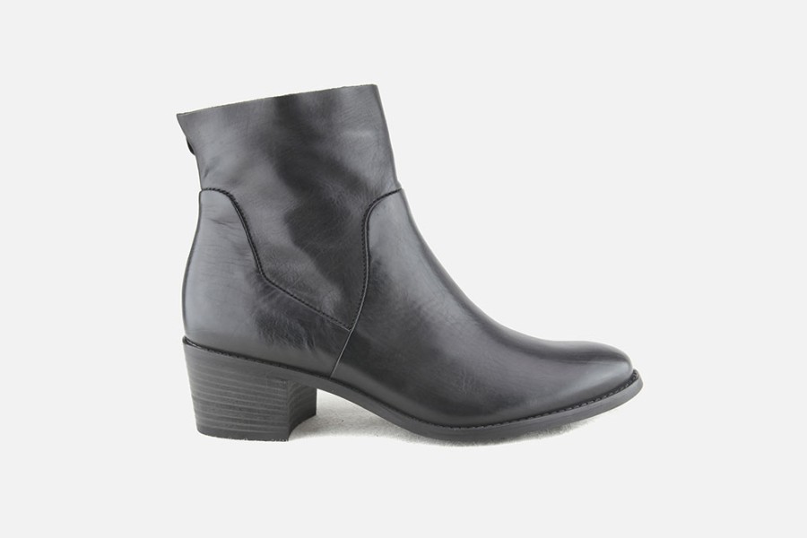 Women Paul Green | Paul Green - Philomene Lisse Noir Ankle Boots On Labotte