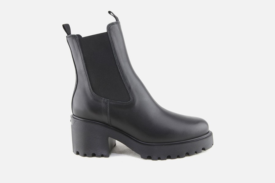 Women Hogan | Hogan - Hogan Chelsea 584 Lisse Noir Ankle Boots On Labotte