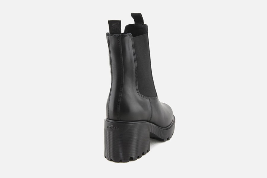 Women Hogan | Hogan - Hogan Chelsea 584 Lisse Noir Ankle Boots On Labotte