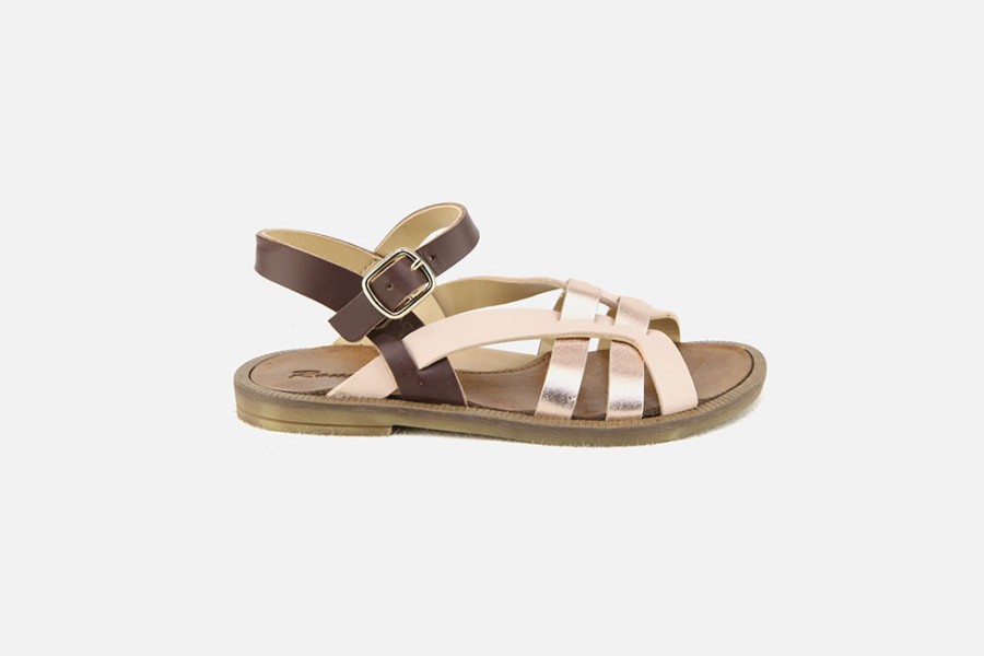 Girls Romagnoli | Romagnoli - Trinity Rosa Brown Sandals On Labotte