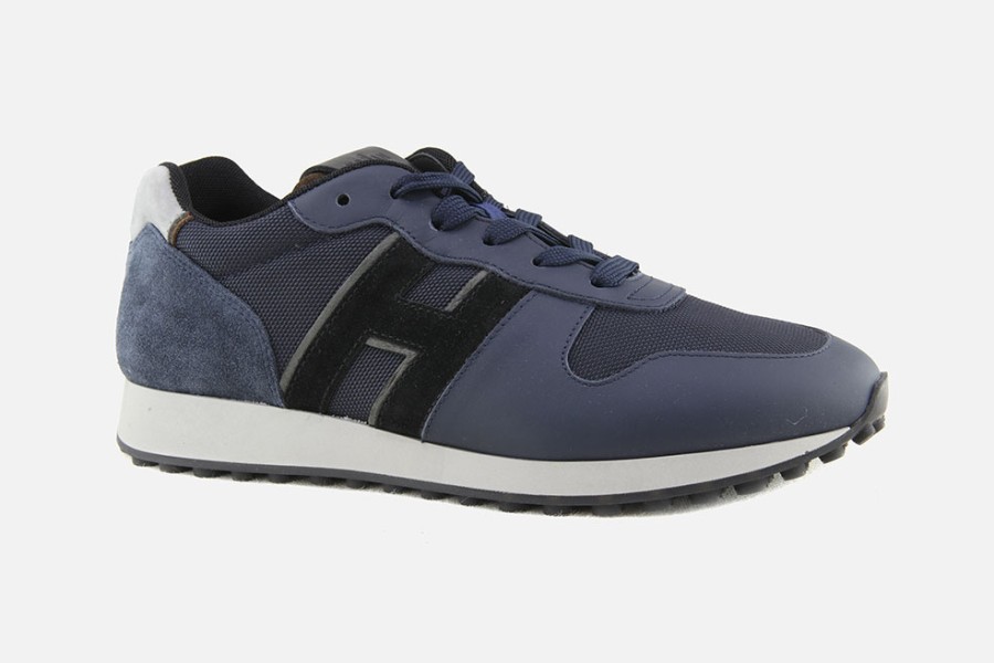 Men Hogan | Hogan - Hogan H383 Navy Black Sneakers On Labotte