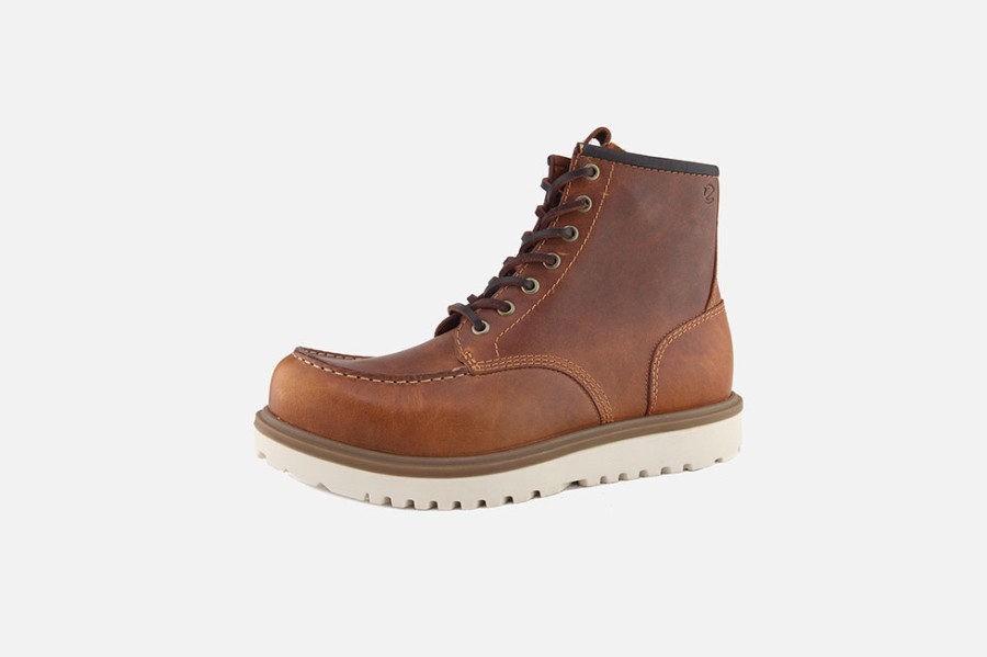 Men Ecco | Ecco - Staker Hi Lace Cognac Man Lace-Up Boots On Labotte