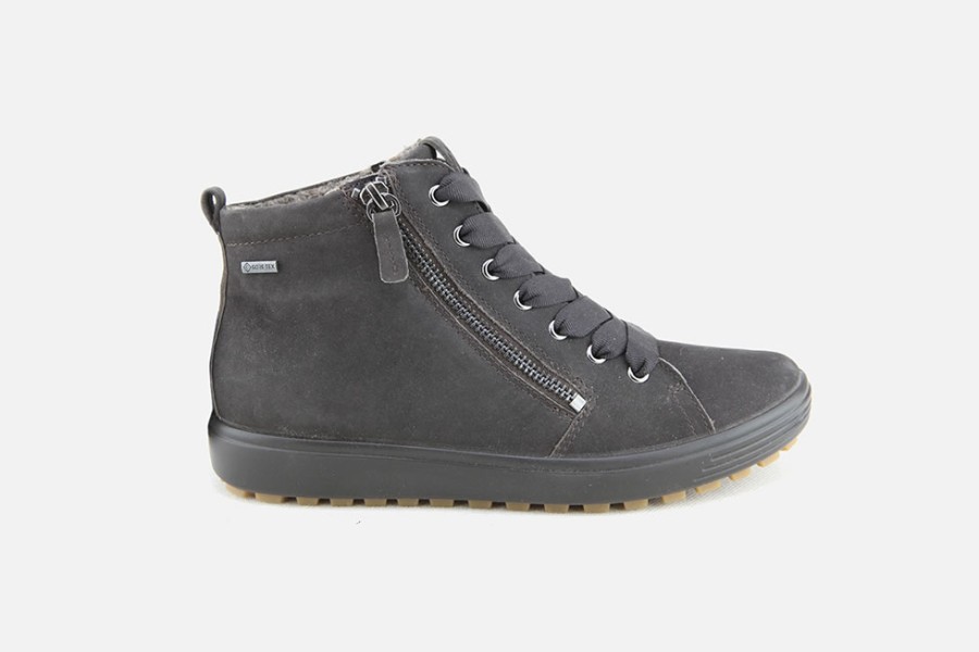 Women Ecco | Ecco - Soft 7 Tred Hi Coffee Gtx Lace-Up Boots On Labotte
