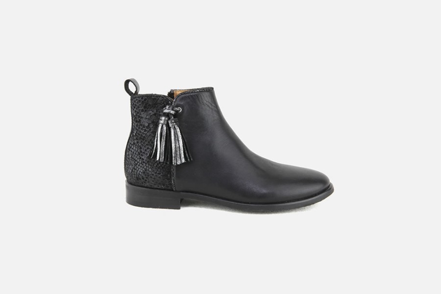 Girls Adolie | Adolie - Odeon Preppy Black Ankle Boots On Labotte