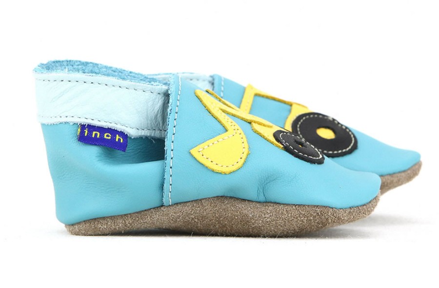 Boys Inch Blue | Inch Blue - Pelleteuse Turquoise Layette Shoes On Labotte