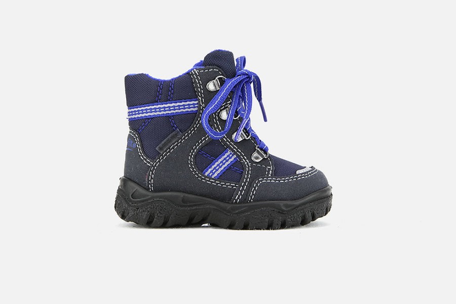 Girls Superfit | Superfit - Wald Dark Blue Lace-Up Boots On Labotte