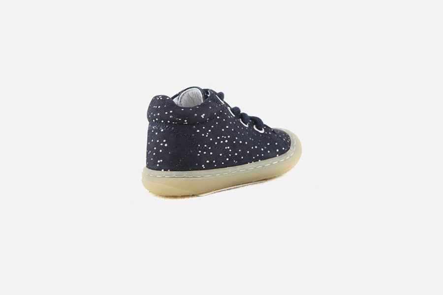 Girls Bellamy | Bellamy - Kalinou Pois Bleu Lace-Up Boots On Labotte