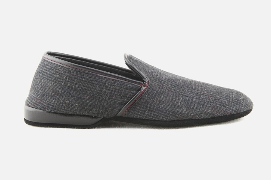 Men Erel | Erel - Gaspard Carreaux Gris Low Slippers On Labotte